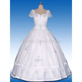 Herz-Ausschnitt romantisches Brautkleid mit Applike mit Kapelle Schleppe