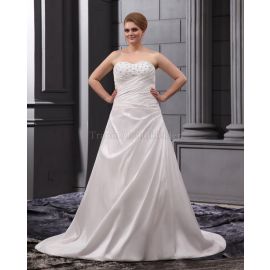 A-Line Taft romantisches Brautkleid ohne Ärmeln