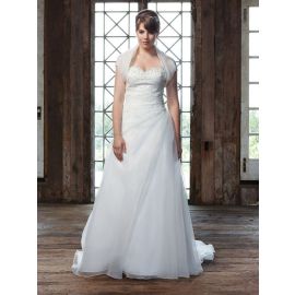 Elegante Brautkleider A-Linie Weiß große größen mit Bolero