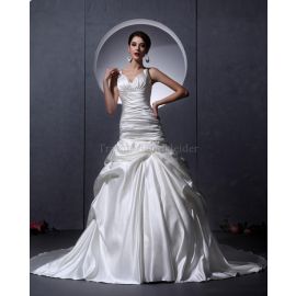 Meerjungfrau Stil elastischer Satin Pick-Ups attraktives Brautkleid