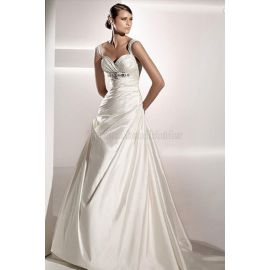 A-Line natürliche Taile Herz-Ausschnitt glamouröses Brautkleid