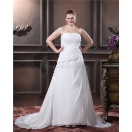 Trägerlos elastischer Satin bodenlanges Brautkleid ohne Ärmeln