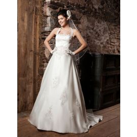 Luxus Brautkleider Weiß mit Neckholder