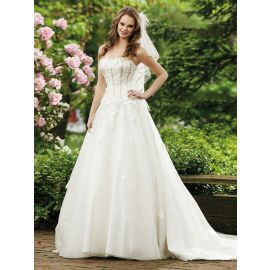 Glamouröse Brautkleider Weiß A-Linie mit Schleppe