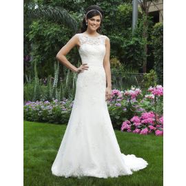 Luxus Brautkleider Weiß Spitze mit Carré Ausschnitt