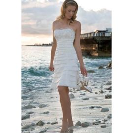 Glamour Knielang A-Linie Reißverschluss Brautkleider Standesamtliche Hochzeit