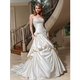 Luxus Trägerlos A-Linie Natürliche Taille Brautkleider  Hochzeit in der Halle
