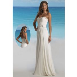 Elegant Herz-Ausschnitt Lang  Raffung Brautkleider  Strandhochzeit