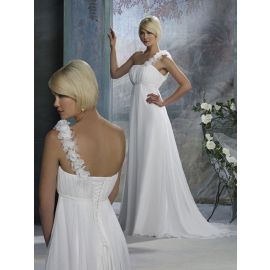 Vintage One-Shoulder Lang schlichte Brautkleider Hochzeit in der Halle
