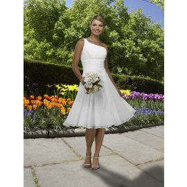 Zeitlos One-Shoulder  A-Linie Natürliche Taille Brautkleider Standesamtliche Hochzeit