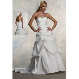 Schlichte Trägerlos Lang Schnürung  Brautkleider mit Schleppe
