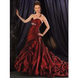Glamour A-Linie Brautkleid Rot mit Drapierung