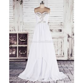Herz-Ausschnitt luxus Brautkleid mit Empire Tailler mit Knöpfen