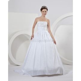 Trägerlos elastischer Satin Spitze Brautkleid aus Taft