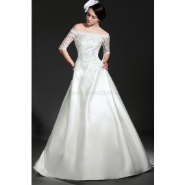 A-Line pompöse Brautkleid aus Satin mit Applike