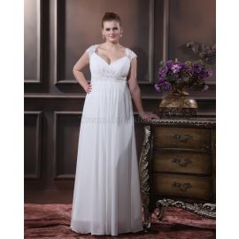 Spitze Elegantes Brautkleid mit V-Ausschnitt für Übergröße