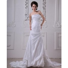 Trägerloser Ausschnitt Gericht Schleppe festliches Brautkleid ohne Ärmeln