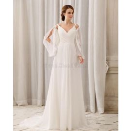 Chiffon lange Ärmeln Elegantes Brautkleid mit hoher Tailler