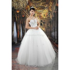 Prinzessin Perlenbesetztes romantisches Brautkleid mit Kapelle Schleppe
