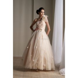 Vintage Prinzessin natürliche Taile gerüschtes Brautkleid