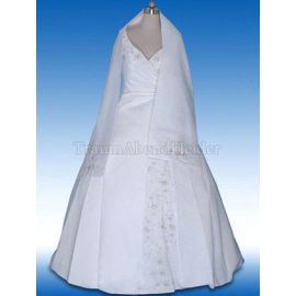 ärmelloses V-Ausschnitt Brautkleid mit Kapelle Schleppe mit Schal